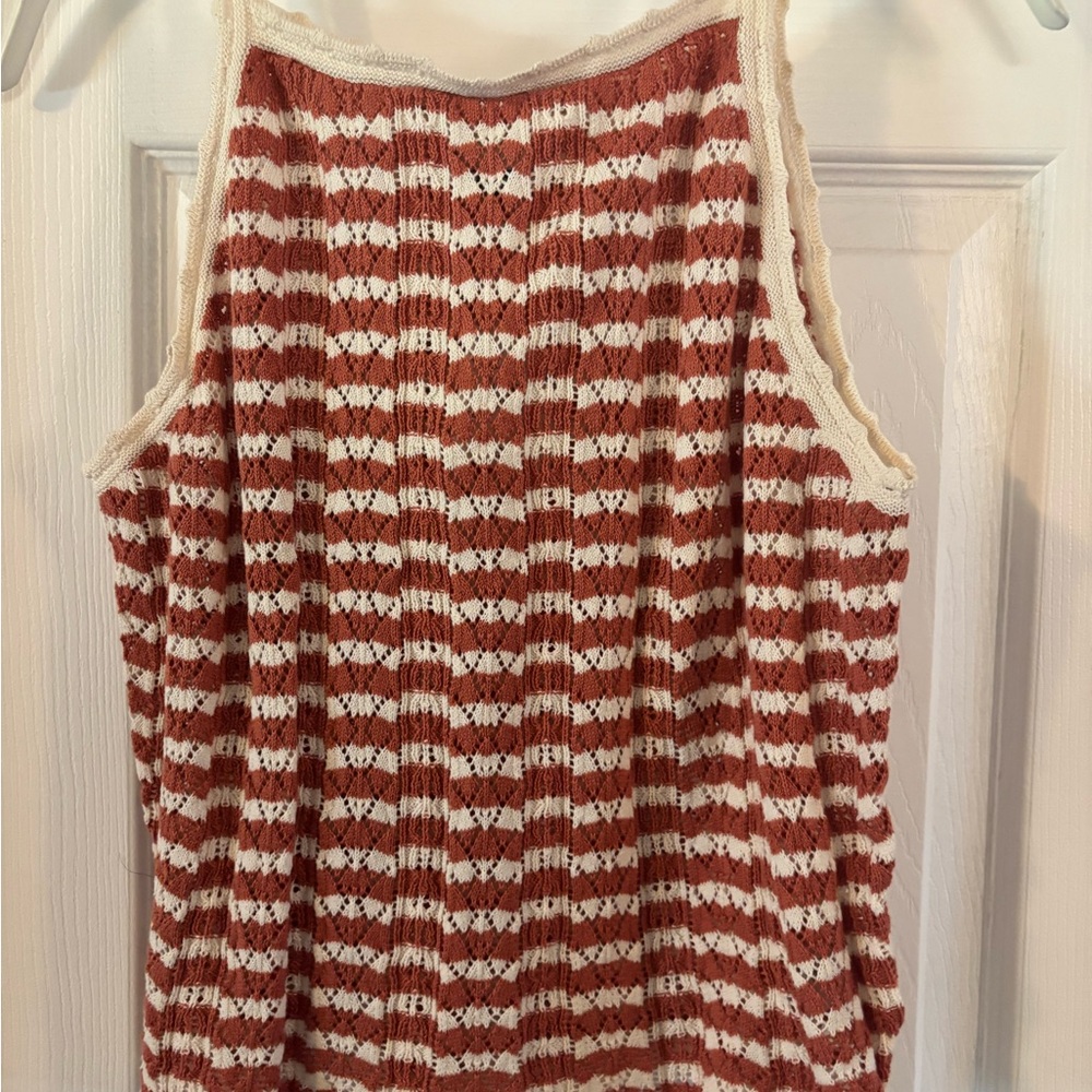 American Eagle Outfitters rust and cream crocheted tank